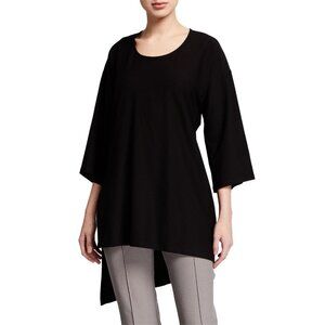 Eileen Fisher Top Womens Large Black Asymmetrical Tunic NWOT